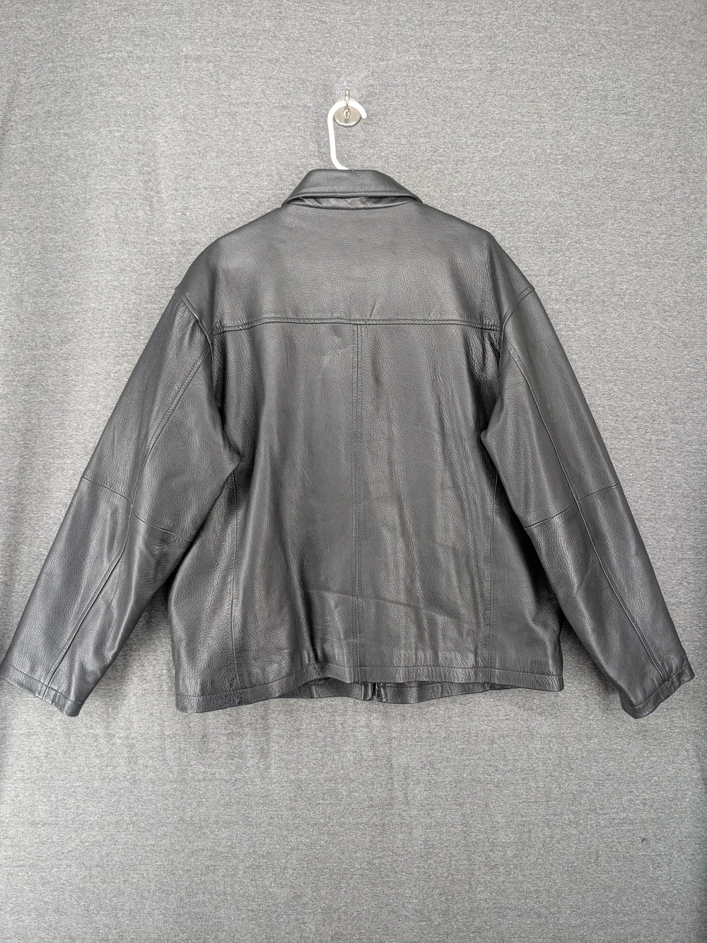 Men's Black Leather Zip Bomber Jacket
